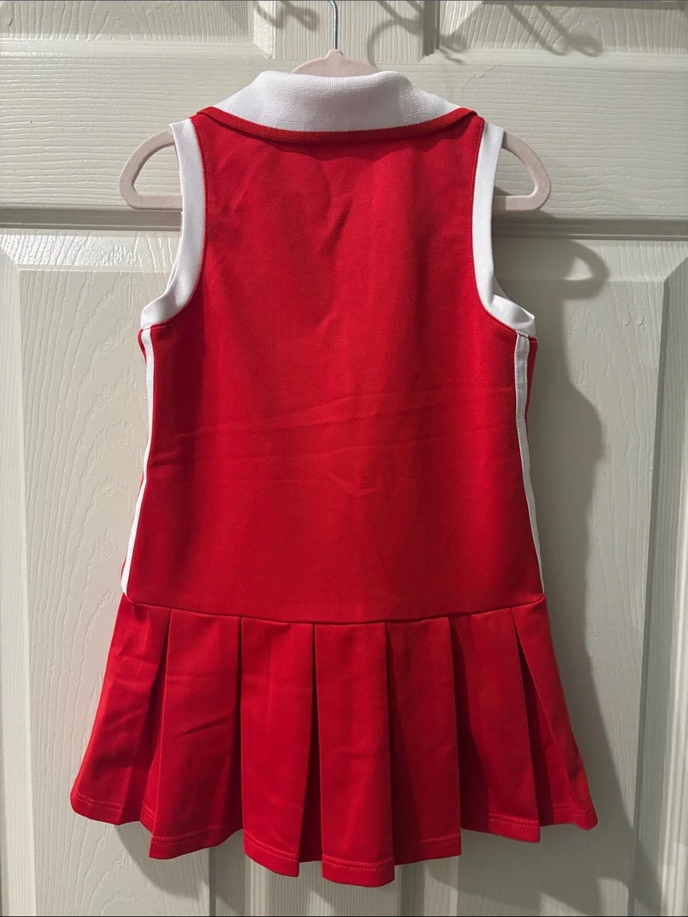 adidas Red and White Girls' Sleeveless Polo Tennis Dress